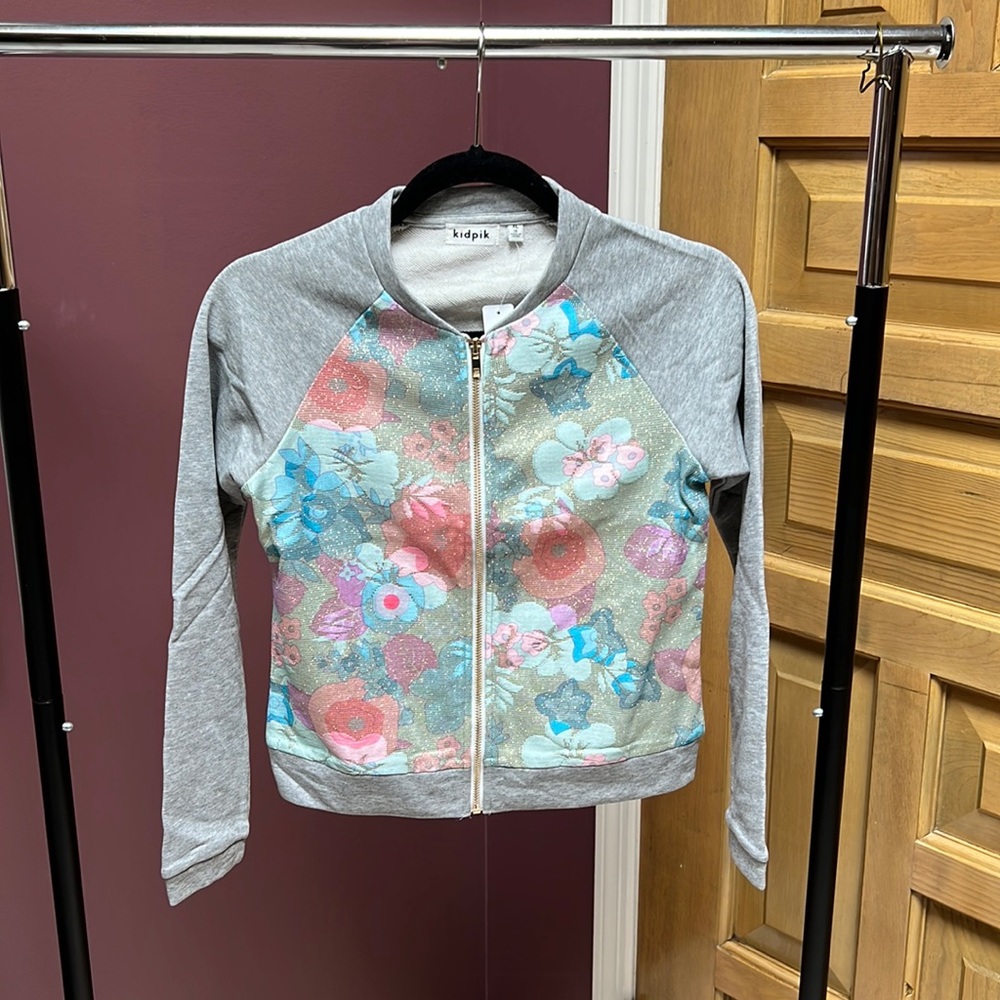 Floral print baseball jacket